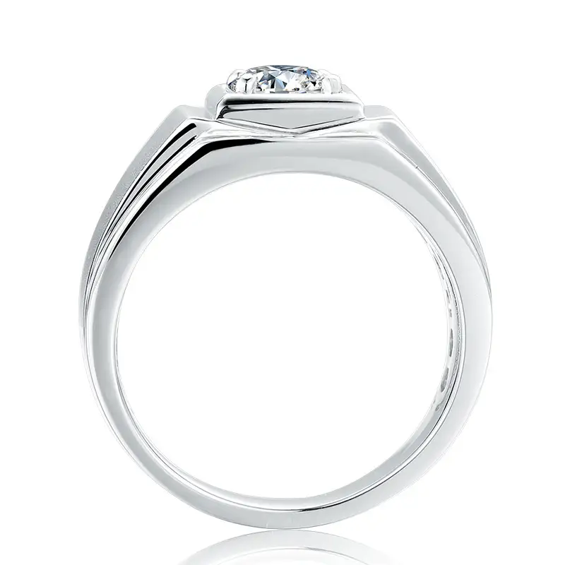 Moissanite Silver Men's Ring with GRA Certificate - Wholesale Available 3