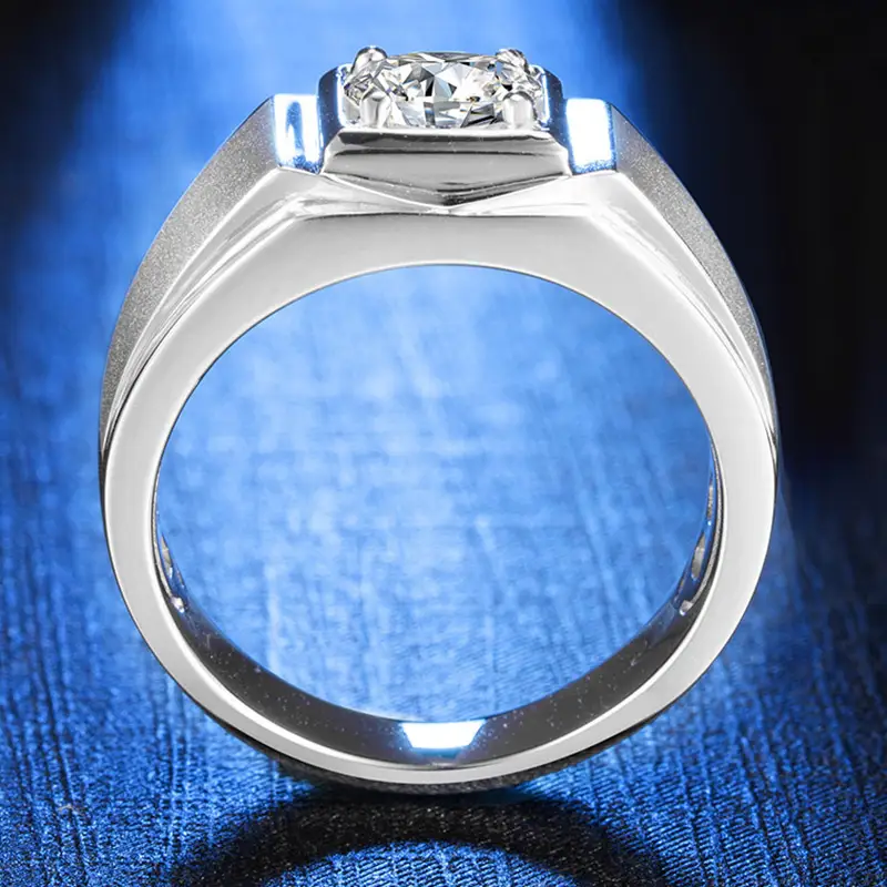 Moissanite Silver Men's Ring with GRA Certificate - Wholesale Available 5