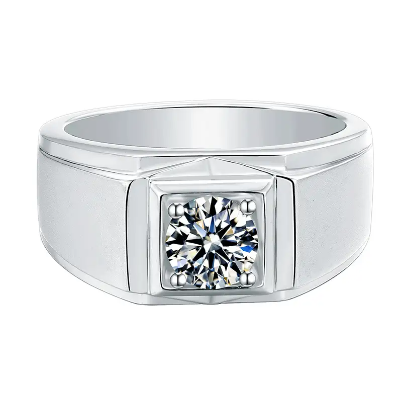 Moissanite Silver Men's Ring with GRA Certificate - Wholesale Available 2