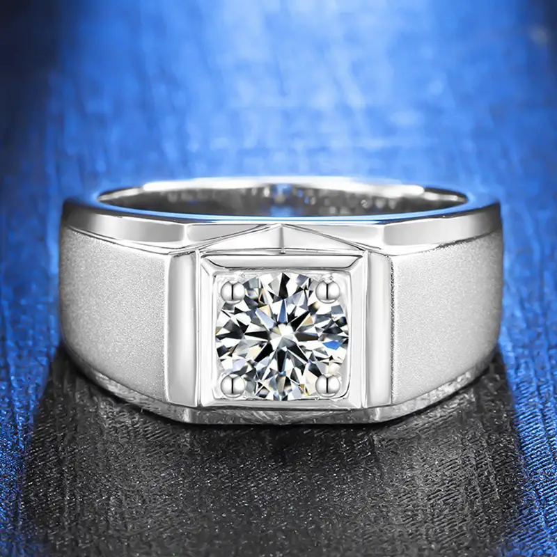 Moissanite Silver Men's Ring with GRA Certificate - Wholesale Available 4