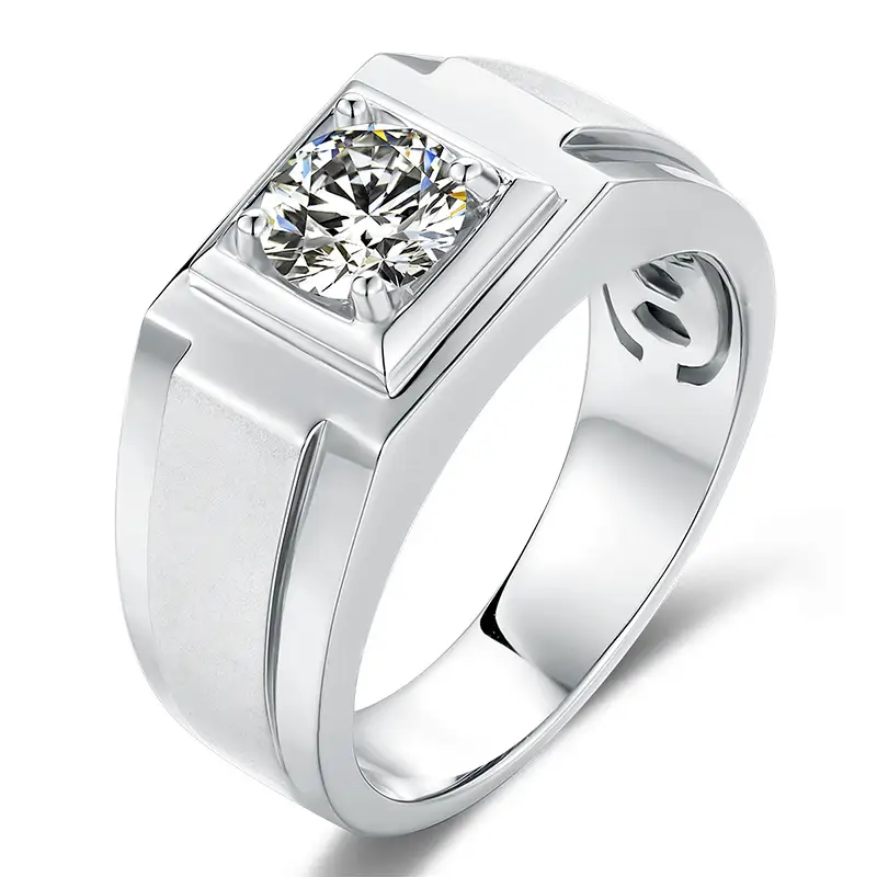 M70A Classics 1ct Moissanite Gold Plaked 925 Sterling Silver Man Ring 1