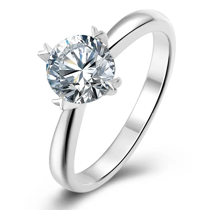 M02A Classic Four Claws 1ct Moissanite Gold Plaked 925 Sterling Silver Solitaire Anello 1