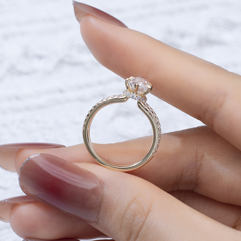 Barang Kemas Messi - Tetapan Cakar Barang Kemas Messi 14K Emas Kuning Wanita 6X12mm Cincin Cincin Berlian Moissanite Cut Marquise 11