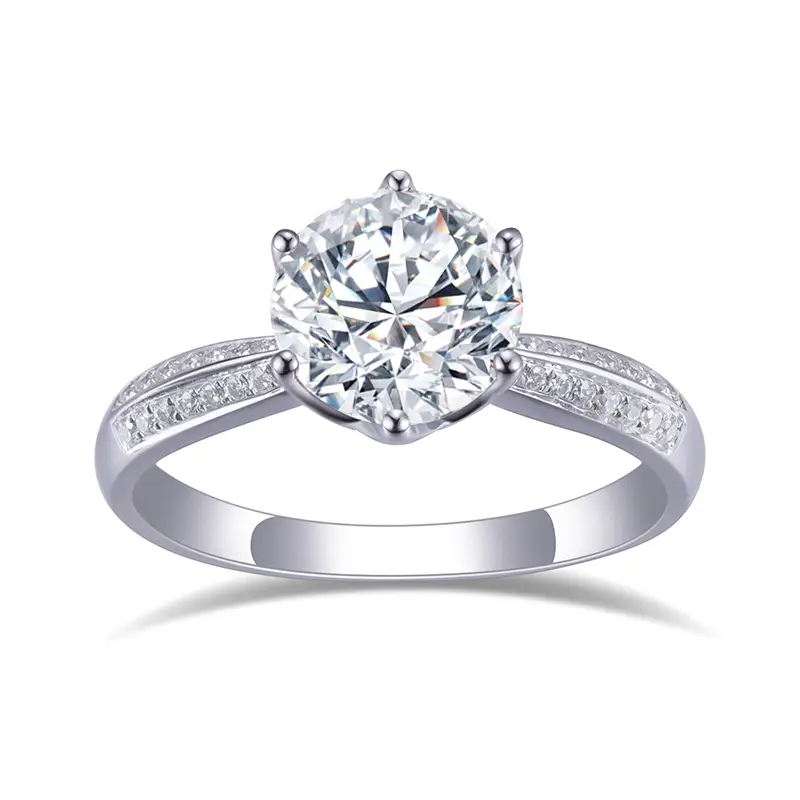 Gioielli Messi - Gioielli Messi Gold 18K in oro bianco da 1,5 ct taglio rotondo Def Color Anello di diamanti Moissanite per donne 1