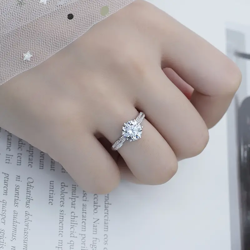 white gold moissanite ring at Wholesale Prices | Messi Jewelry 7