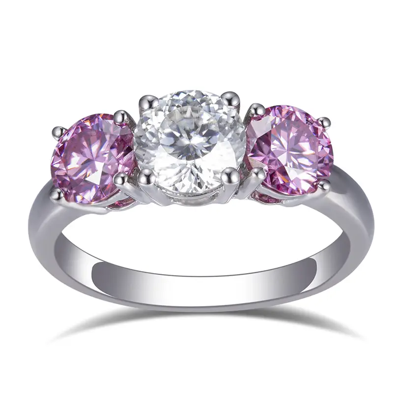 Perhiasan Messi - Perhiasan Messi 14K Emas Putih 1ct Bulat Potong Putih Warna Moissanite Cincin Berlian untuk Cincin Wanita 1