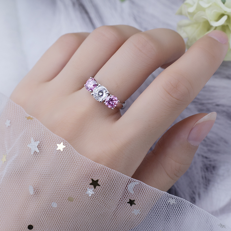 Messi Alahas - Messi Alahas 14K Puti nga bulawan 1ct Round Giputol Puti nga Kolor Moissanite Diamond Singsing Para sa Babaye nga Singsing 9