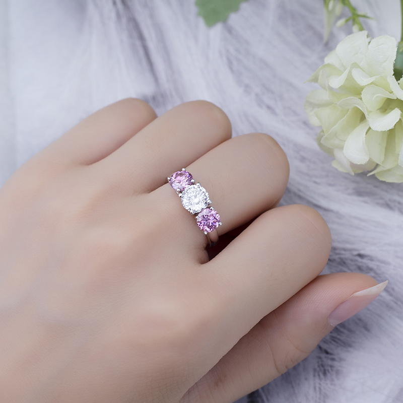 Messi Alahas - Messi Alahas 14K Puti nga bulawan 1ct Round Giputol Puti nga Kolor Moissanite Diamond Singsing Para sa Babaye nga Singsing 8