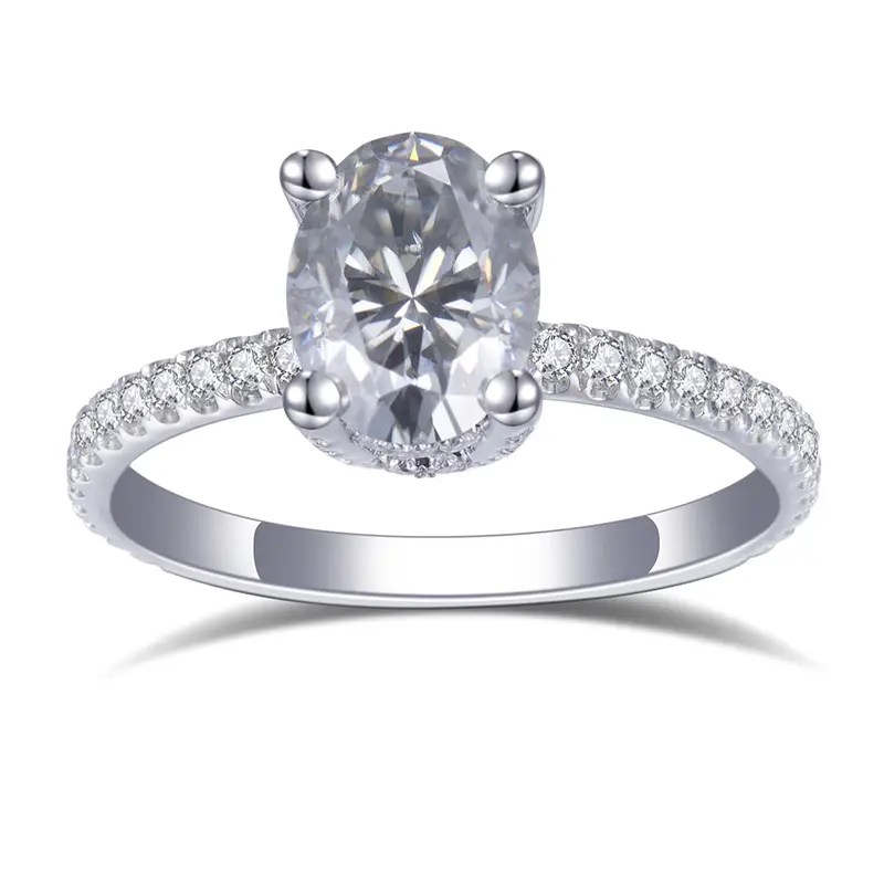 Gioielli Messi - Anello di gemme Messi Gioielli in oro bianco 18K 1,01ct D VVS2 Oval Cut IGI certificato laboratorio certificato anelli ad anello diamantato coltivato 1