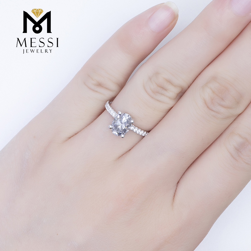 Messi Jewelry - Messi Gems Ring 18K White Gold Jewelry 1.01ct D VVS2 oval cut IGI certified lab grown diamond Ring Rings 15