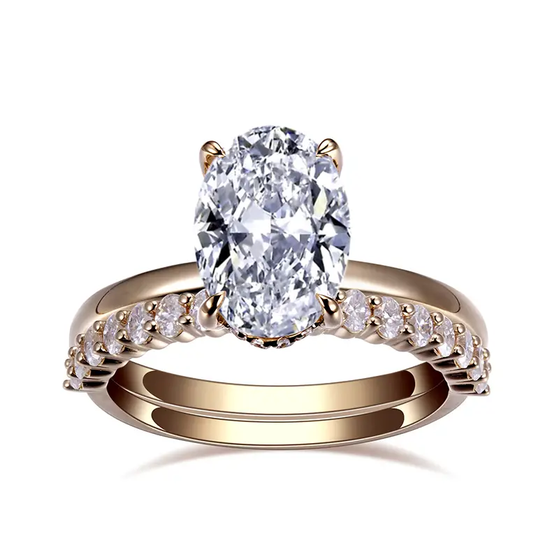 Gioielli Messi - Messi Gems Giallo Giallo Ovale Ovale DEF 12x8mm Moissanite Anello anelli 1