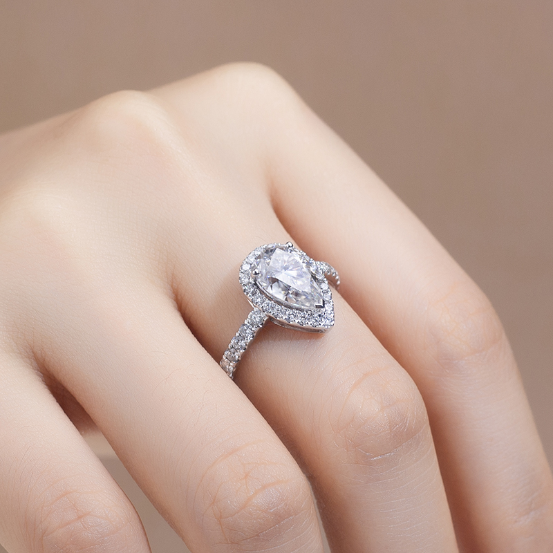 Barang Kemas Messi - Barang Kemas Messi MS-786 18kt halo vintaj Barang kemas emas cantik wanita Cincin cincin berlian moissanite bentuk pir 11