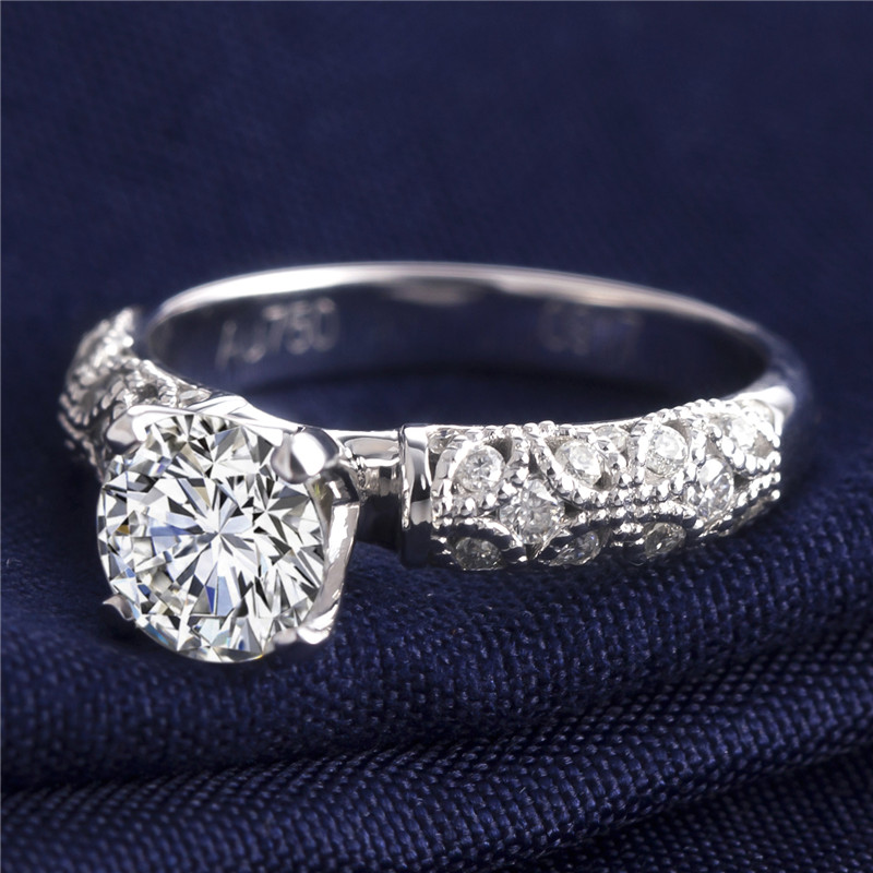 Messi Alahas - Messi alahas mga babaye Singsing 14K 18K puti nga bulawan nga alahas nga babaye romantikong engagement eternidad Moissanite singsing sa mga babaye nga singsing sa kasal 12