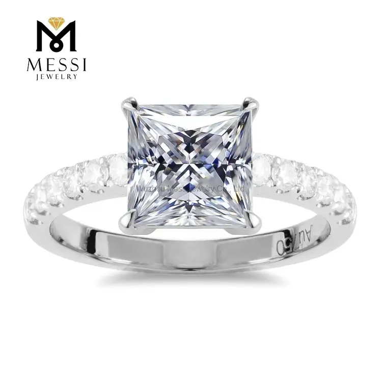 Gioielli Messi - Messi Jewelry Def VVS 2CT Square Moissanite Ring Anello Solitaire Enello nuziale Bling Bling Bling Jewelry Rings 1