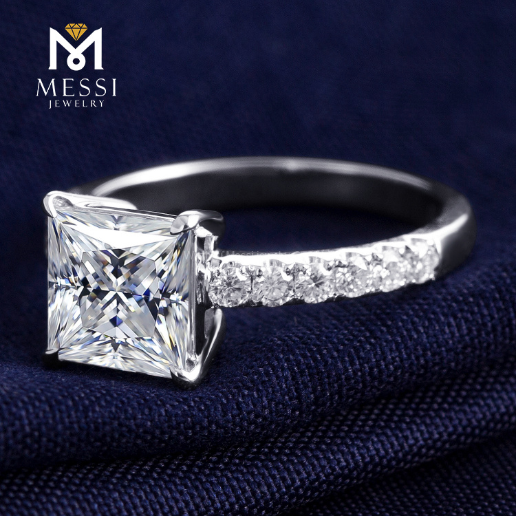 Messi Jewelry - Messi Jewelry DEF VVS 2ct square moissanite woman ring solitaire engagement wedding ring bling bling bridal jewelry Rings 14
