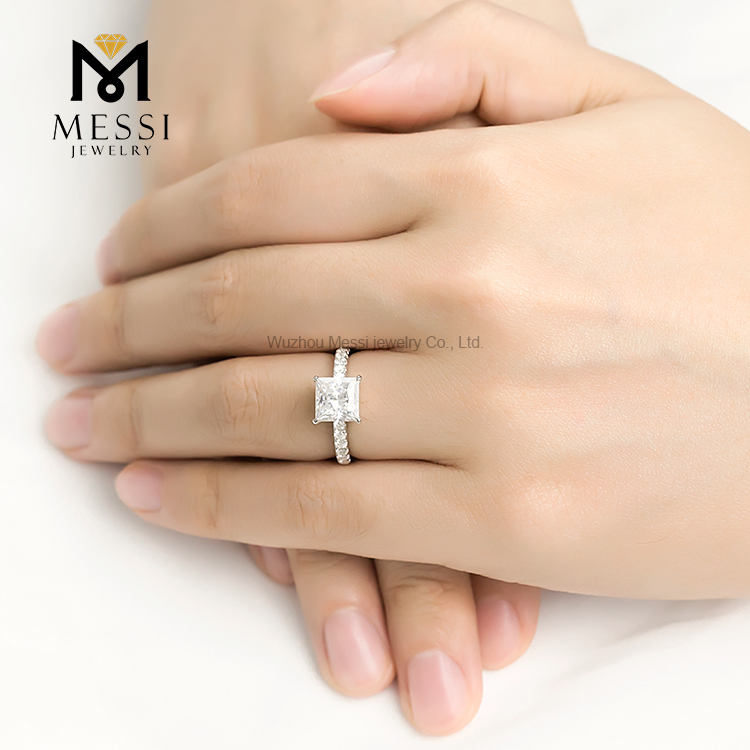 Messi Jewelry - Messi Jewelry DEF VVS 2ct square moissanite woman ring solitaire engagement wedding ring bling bling bridal jewelry Rings 10