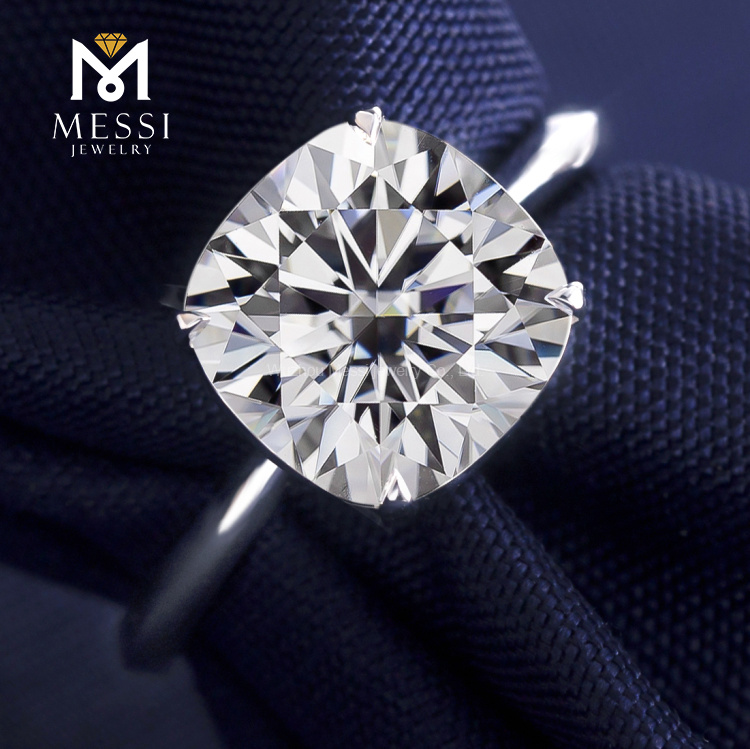 Messi Jewelry - MS-236 Messi Jewelry 18k real gold 4 carat cushion cut moissanite diamond ring jewelry Rings 10