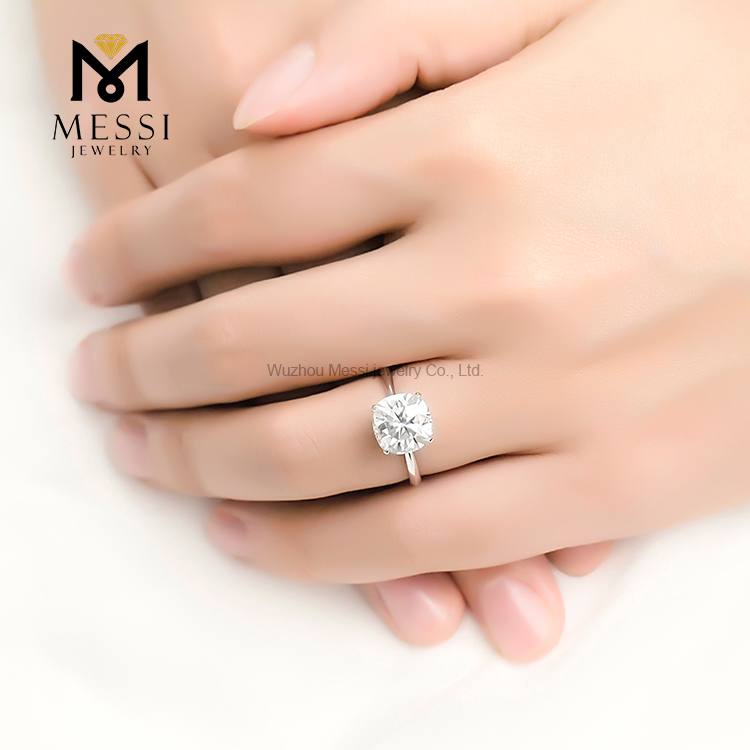 Messi Jewelry - MS-236 Messi Jewelry 18k real gold 4 carat cushion cut moissanite diamond ring jewelry Rings 14