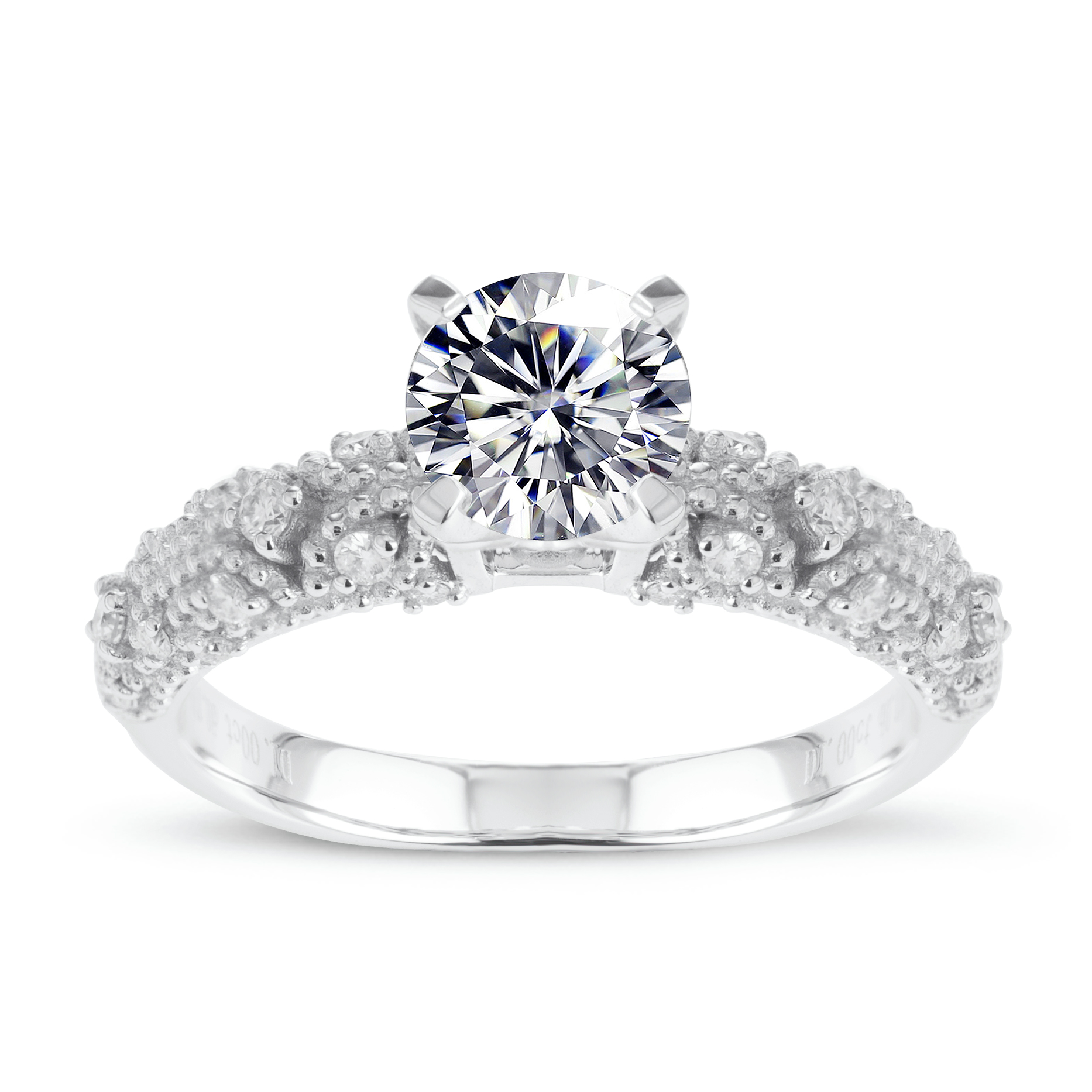 Barang Kemas Messi - Perhiasan Messi bulat cincin emas 18K dinding empat serampang dengan hadiah barang kemas gaya kepingan salji romantis Cincin Cincin Pertunangan 8