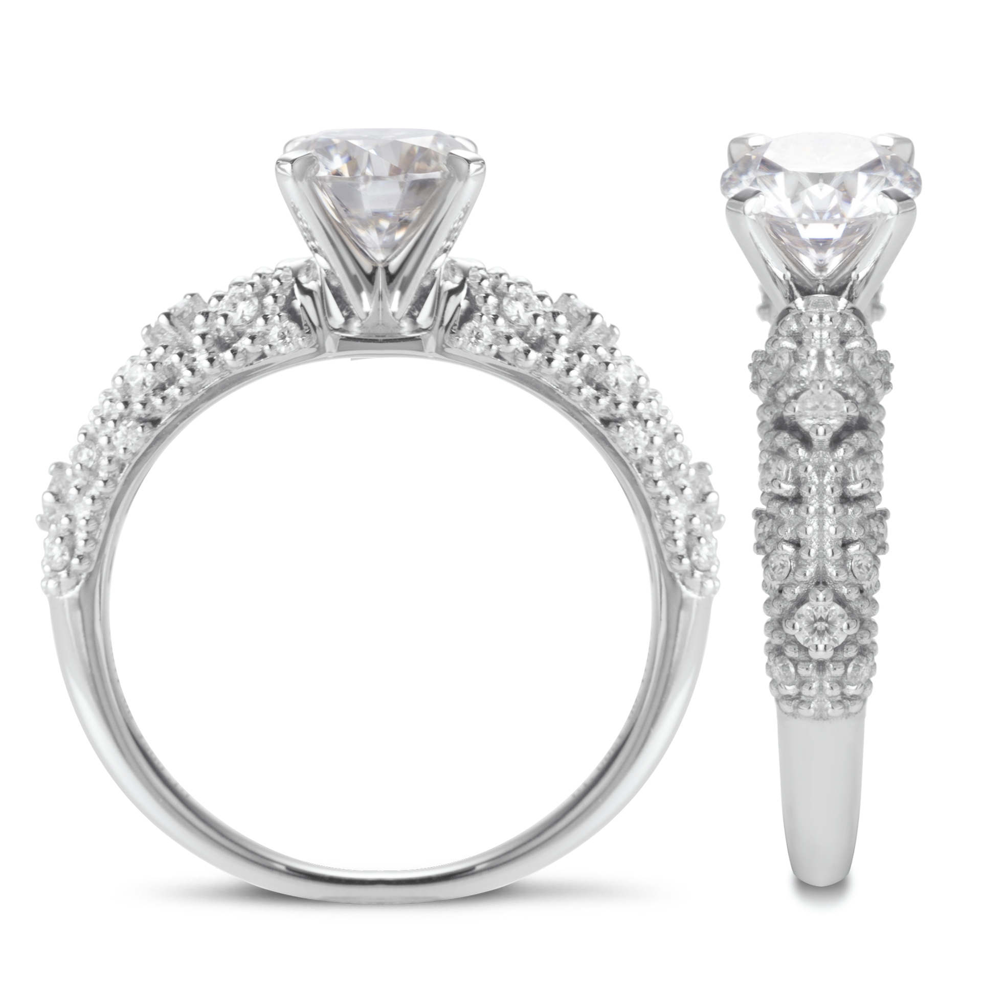 Barang Kemas Messi - Perhiasan Messi bulat cincin emas 18K dinding empat serampang dengan hadiah barang kemas gaya kepingan salji romantis Cincin Cincin Pertunangan 9