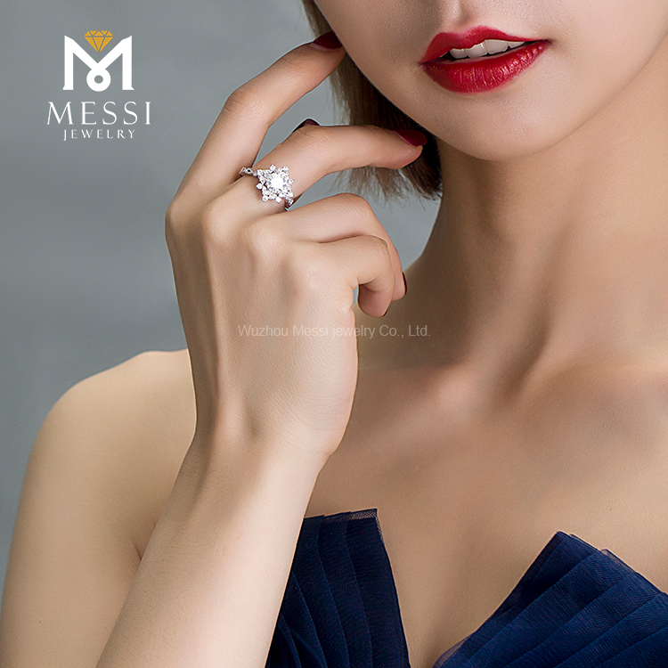 Messi Jewelry - Messi Jewelry double halo moissanite rings for wedding engagement in 14k 18k gold jewelry woman moissanite ring Rings 12