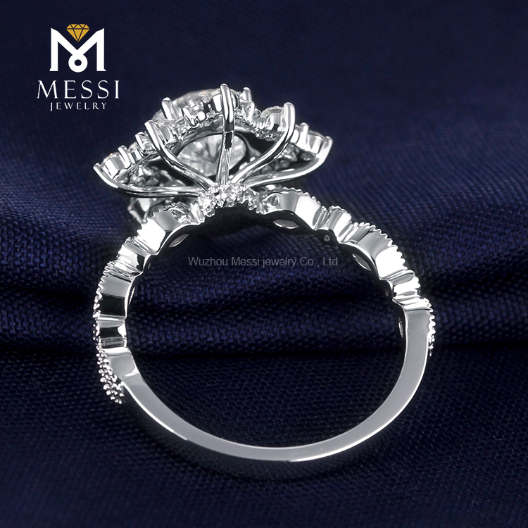 Messi Jewelry - Messi Jewelry double halo moissanite rings for wedding engagement in 14k 18k gold jewelry woman moissanite ring Rings 14