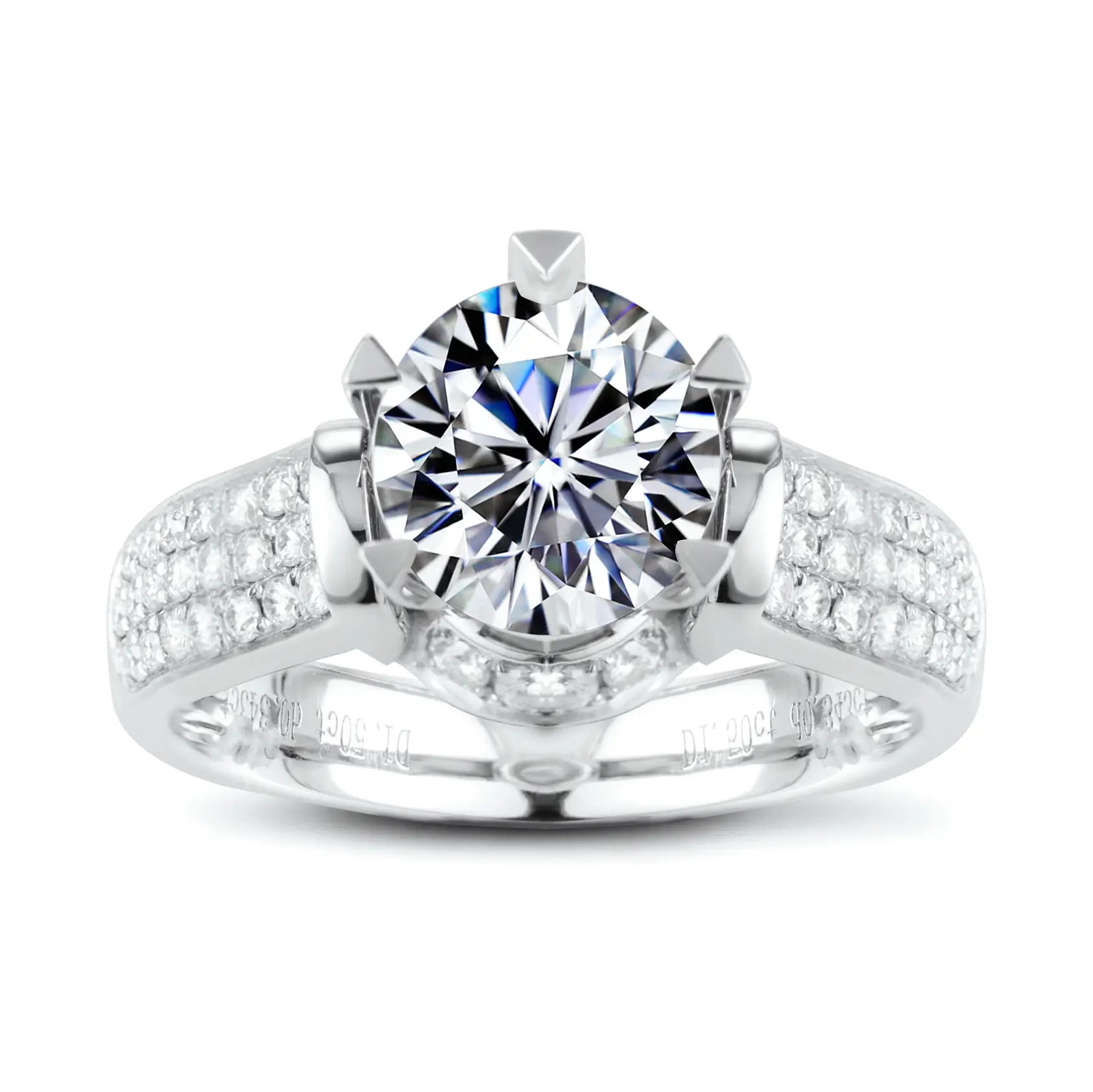 Gioielli Messi - Macy's Triangle Claw Set Moissanite Diamond Six Claw Set 18k White Gold Jewelry Ring per uomini e donne Impegno per matrimoni Ri Anelli 1