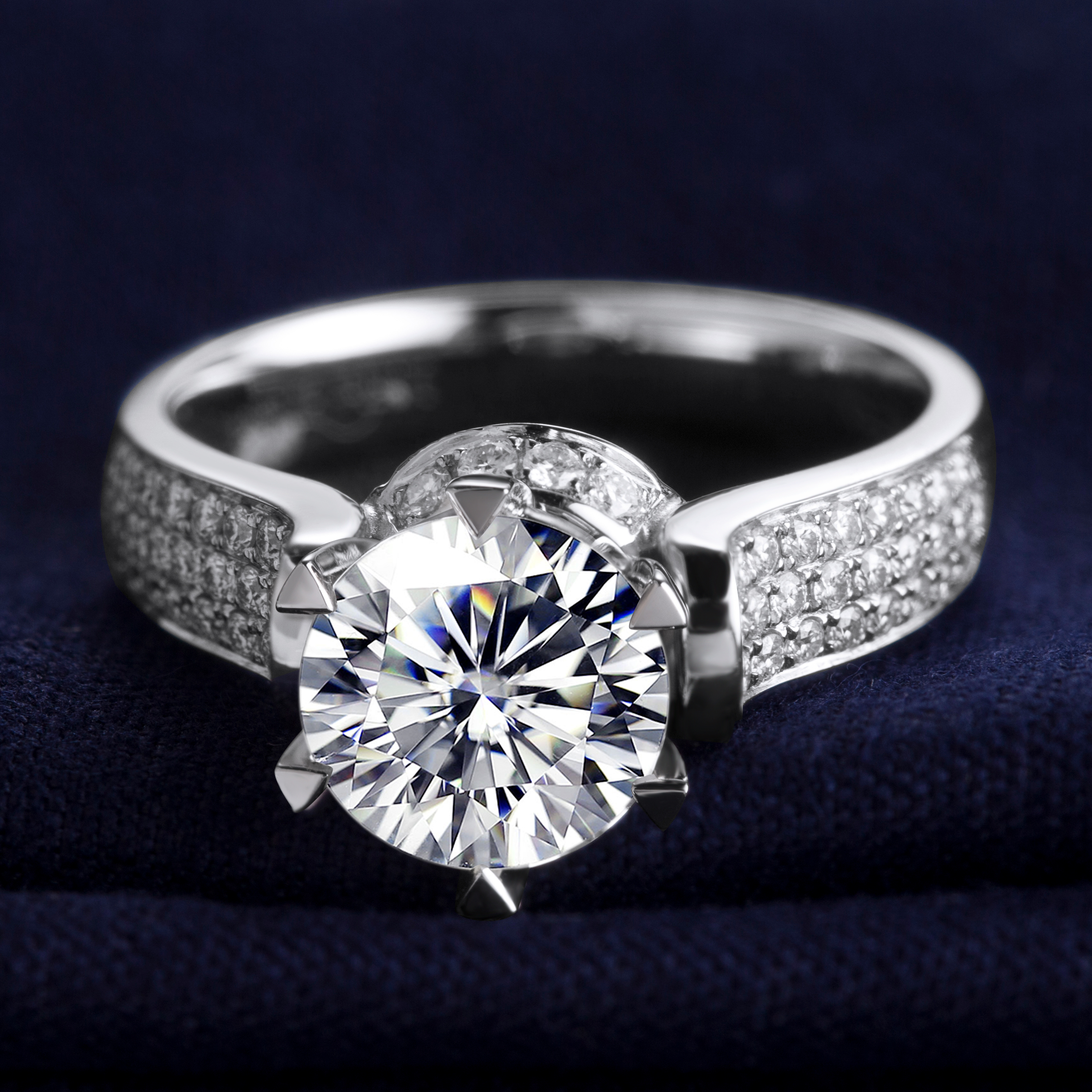 Messi Alahas - Macy's triangle claw set Moissanite diamante unom ka claw set 18K puti nga bulawan nga alahas nga singsing alang sa mga lalaki ug babaye Engagement Wedding Ri Rings 11