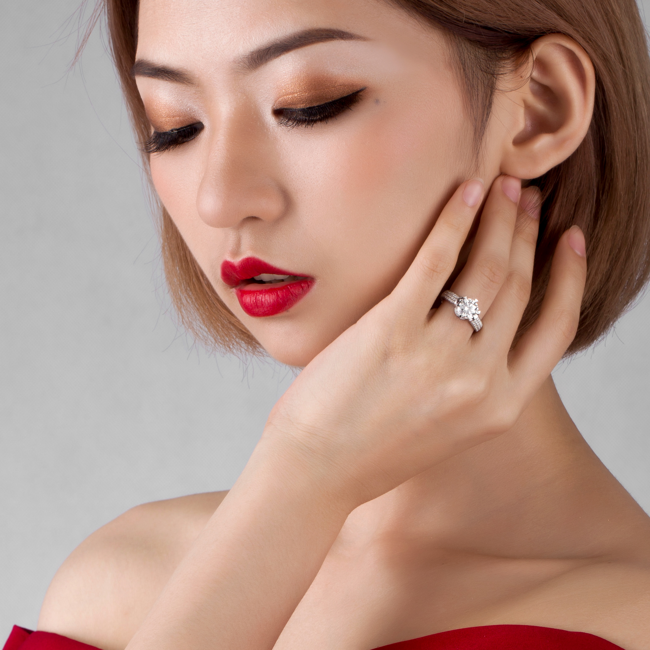 Messi Alahas - Macy's triangle claw set Moissanite diamante unom ka claw set 18K puti nga bulawan nga alahas nga singsing alang sa mga lalaki ug babaye Engagement Wedding Ri Rings 13