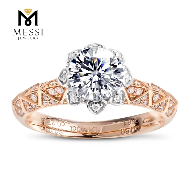 18k Rose Gold Moissanite Engagement Ring - Labor-Saving, Cost-Effective 2