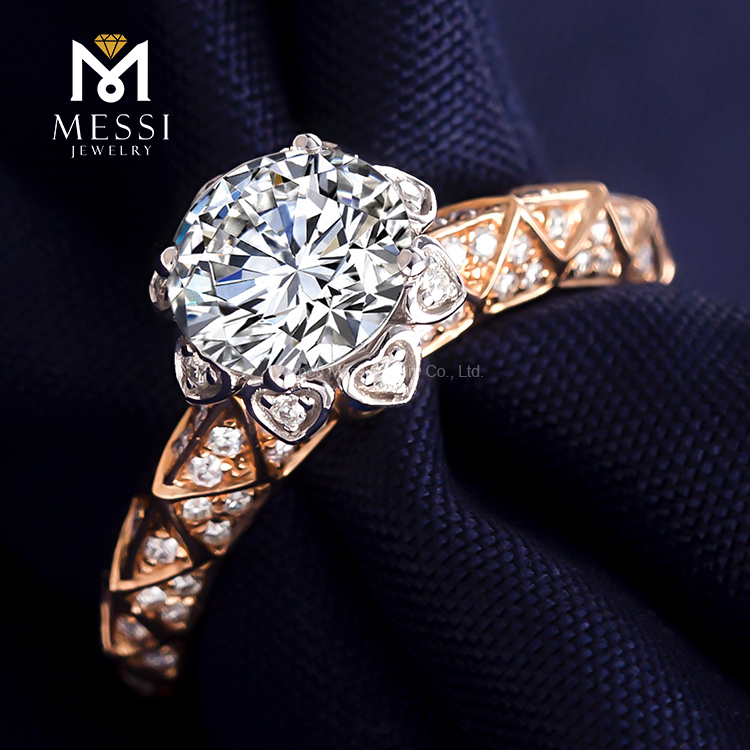 Messi Jewelry - Messi Jewelry round cut engagement rings 1.0ct moissanite engagement ring 18k rose gold rings for women Rings 10