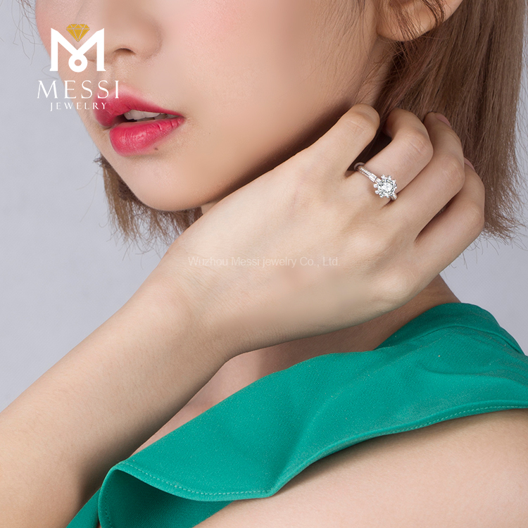 Messi Alahas - Messi Alahas 14k 18k puti nga bulawan nga singsing 1ct VVS loose moissanite singsing para sa babaye nga Singsing 18