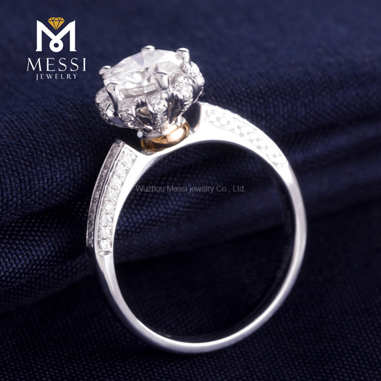 Messi Alahas - Messi Alahas 14k 18k puti nga bulawan nga singsing 1ct VVS loose moissanite singsing para sa babaye nga Singsing 16