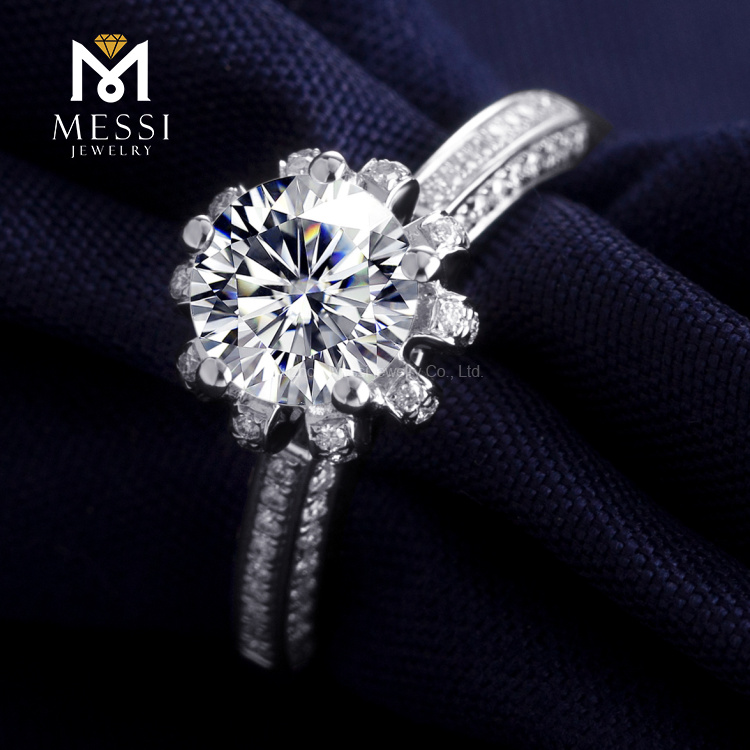 Messi Alahas - Messi Alahas 14k 18k puti nga bulawan nga singsing 1ct VVS loose moissanite singsing para sa babaye nga Singsing 10