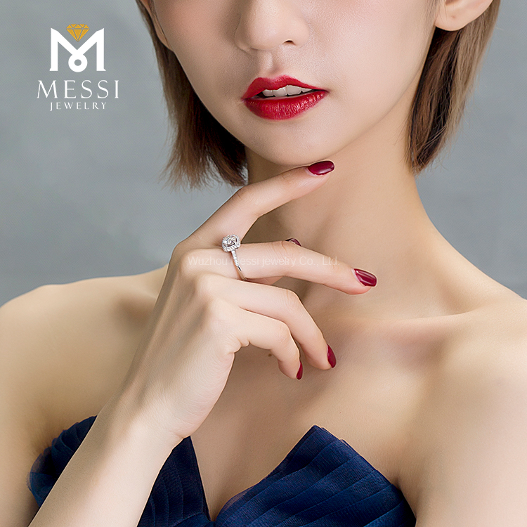 Messi Alahas - Messi Alahas AU750 babaye nga singsing sa kasal engagement halo singsing 14k 18k puti nga bulawan 1ct moissanite singsing singsing 10