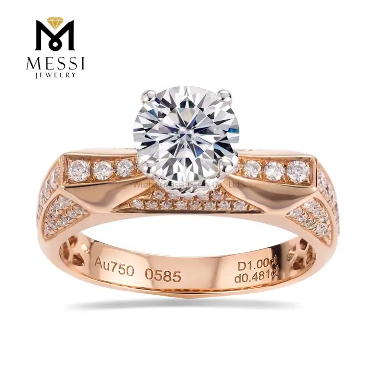 Messi Jewelry - Messi Jewelry Design Fancy Design Moissanite Woman Ring em 14k 18k Rose Gold Jewelry Jóias por atacado Anéis de casamento 1
