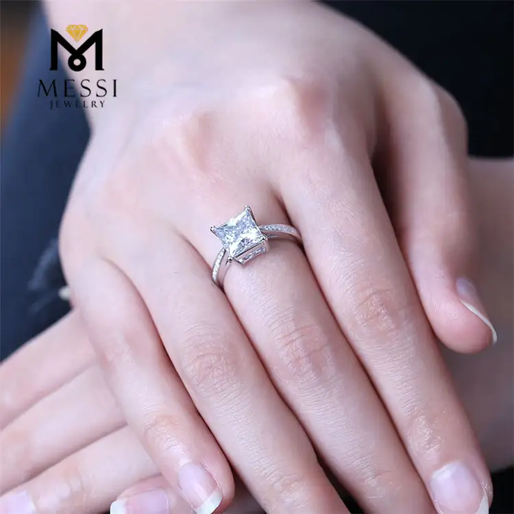 Princess Cut Moissanite Diamond Ring in White Gold - Fine Jewelry 3