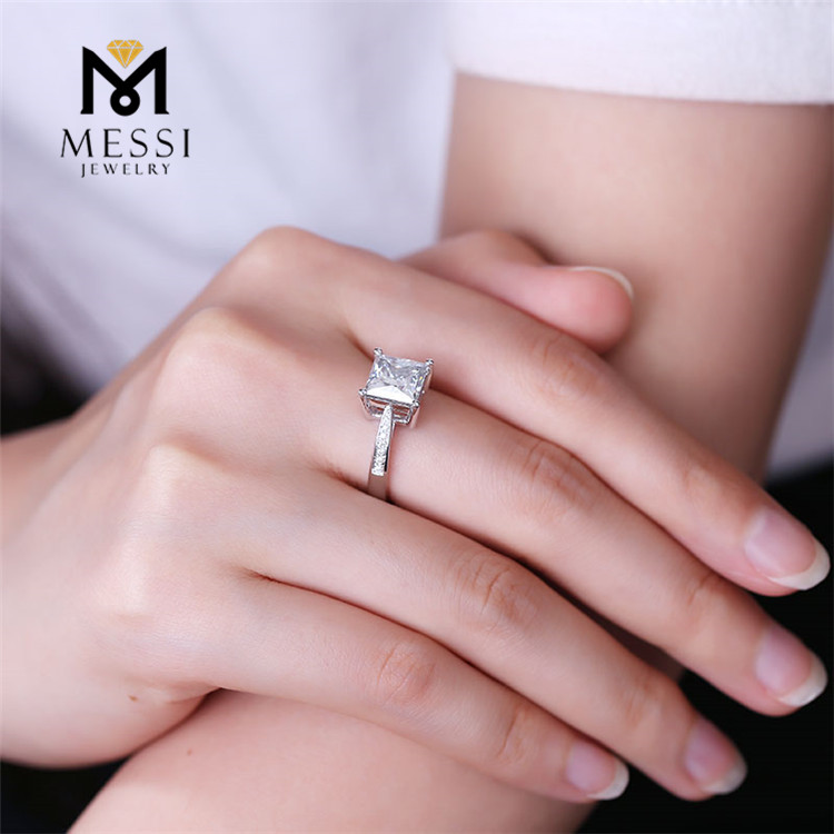 Messi Jewelry - Messi Jewelry Square princess cut moissanite diamond ring 14k 18k white gold ring for woman jewelry gift ring Rings 10
