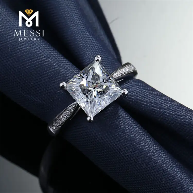 Princess Cut Moissanite Diamond Ring in White Gold - Fine Jewelry 7