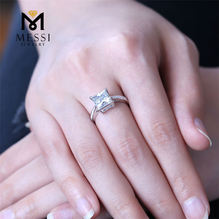 Messi Jewelry - Messi Jewelry Square princess cut moissanite diamond ring 14k 18k white gold ring for woman jewelry gift ring Rings 12