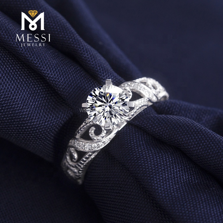 Barang Kemas Messi - Cincin Perkahwinan Moissanite Perhiasan Pertunangan 14k Cincin Emas Putih Untuk Wanita 16
