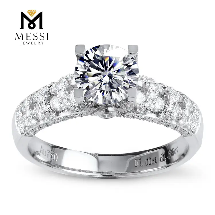 Gioielli Messi - Gioielli Messi Anelli allentati Moissanite Def 14K/18K Anelli in oro bianco 1ct Anelli in oro bianco 1