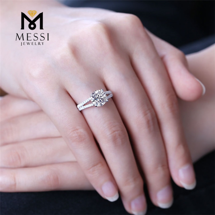 Creative white gold moissanite engagement rings quality assurance | Messi Jewelry 9