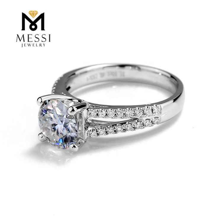 Creative white gold moissanite engagement rings quality assurance | Messi Jewelry 8