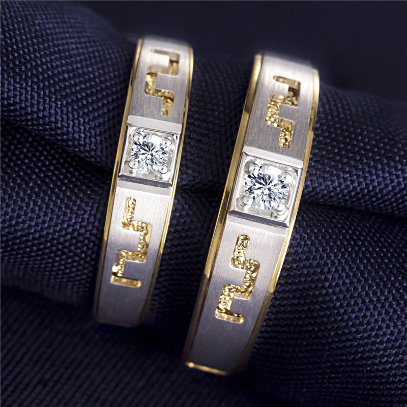 Messi Jewelry - Messi Jewelry Ring Wedding 18K white gold and rose gold two color Guard your life natural diamond engagement lovers ring Wedding Band 9