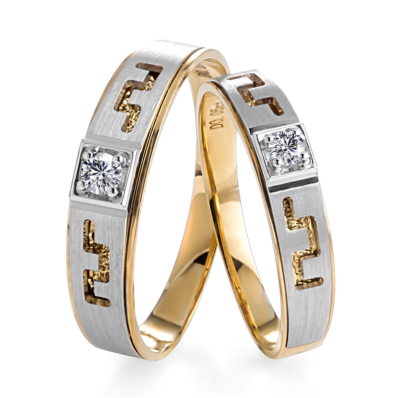 Messi Jewelry - Messi Jewelry Ring Wedding 18K white gold and rose gold two color Guard your life natural diamond engagement lovers ring Wedding Band 8