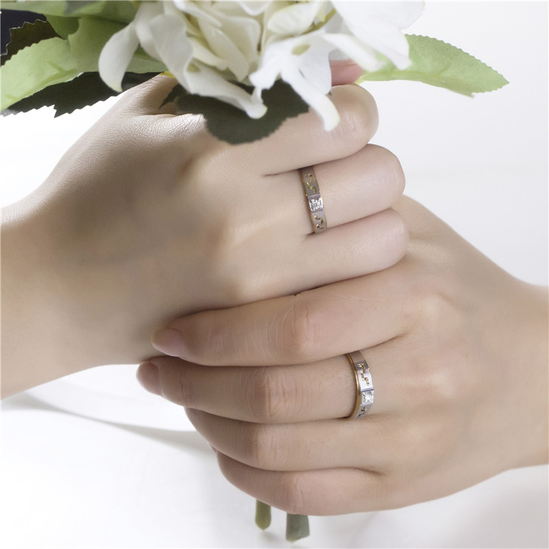 Messi Jewelry - Messi Jewelry Ring Wedding 18K white gold and rose gold two color Guard your life natural diamond engagement lovers ring Wedding Band 13