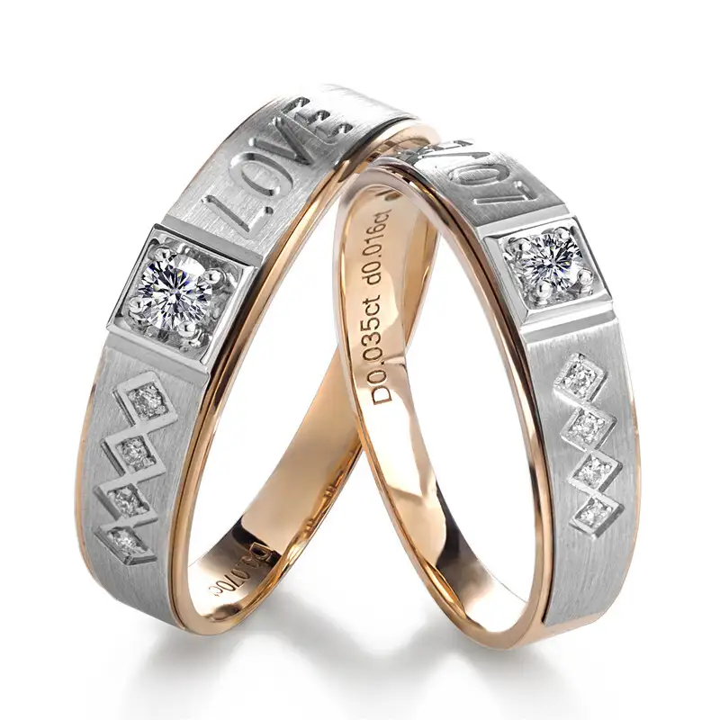Messi Jewelry - Messi Jewelry Ring Wedding Wedding 18K White Gold and Rose Gold Due colori Natural Diamond Engagement & Amanti per matrimoni Ring Band 1