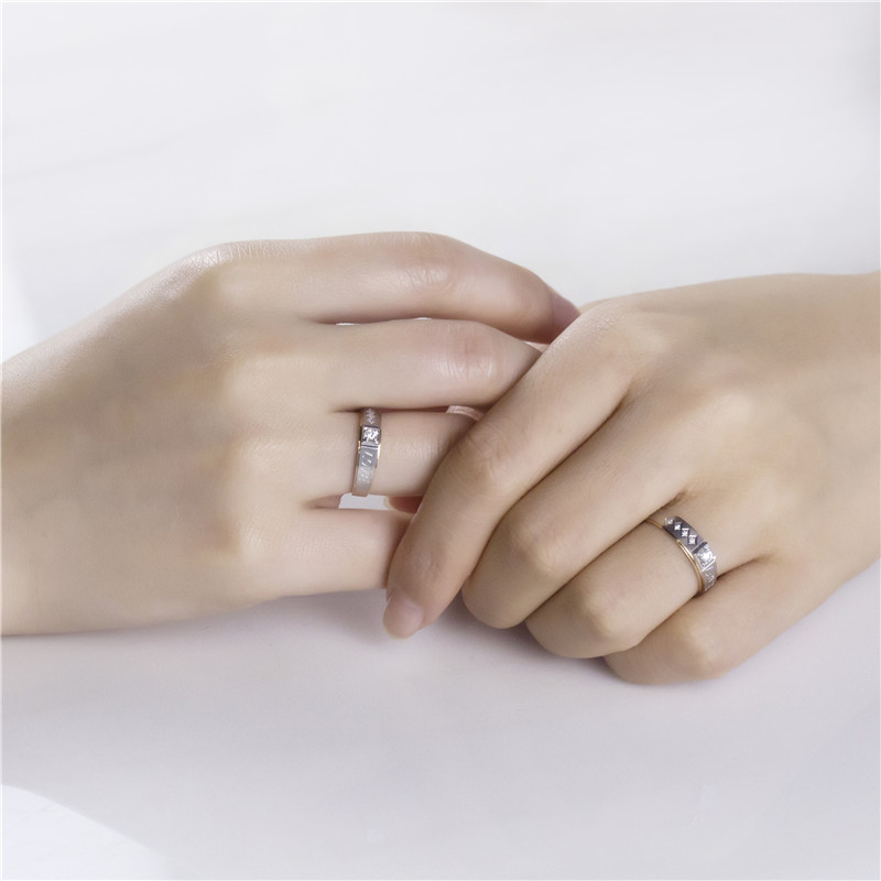 Barang Kemas Messi - Cincin Barang Kemas Messi Perkahwinan 18K emas putih dan emas mawar dua warna pertunangan berlian asli & Cincin kekasih perkahwinan Band Perkahwinan 12