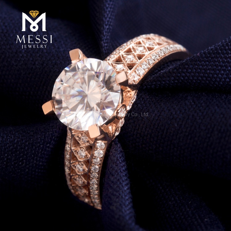 Messi Jewelry - Messi Jewelry 1.5ct cat rose gold Moissanite 14k/18k rings for women rose gold Moissanite rings Rings 14